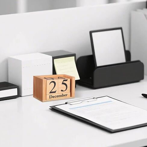Wooden Block Perpetual Desk Calendar Vintage Style Wooden Cube Block, Cute Date Display Desk Accessories for Home Office Decor, Teacher, Classroom in Saudi Arabia