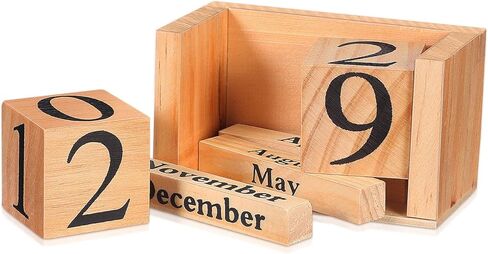 Wooden Block Perpetual Desk Calendar Vintage Style Wooden Cube Block, Cute Date Display Desk Accessories for Home Office Decor, Teacher, Classroom in Saudi Arabia