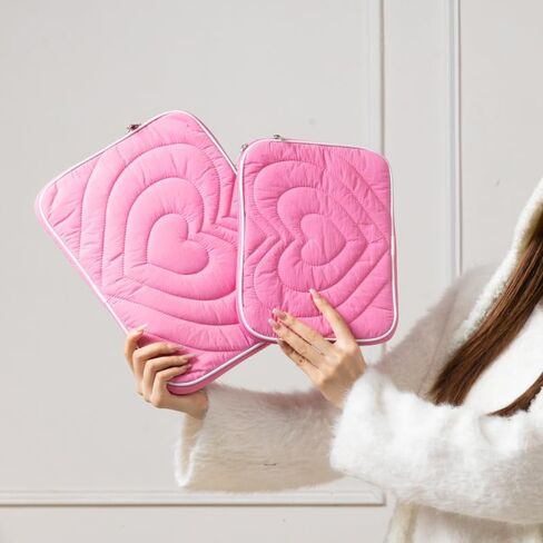 حقيبة كمبيوتر محمول مقاس 11/13 بوصة، مواد تخزين، لون الحلوى، شكل قلب، بطانة للكمبيوتر المحمول، حقيبة كمبيوتر لوحي، سحاب، هدية لطيفة (11 بوصة، أزرق) in Kuwait