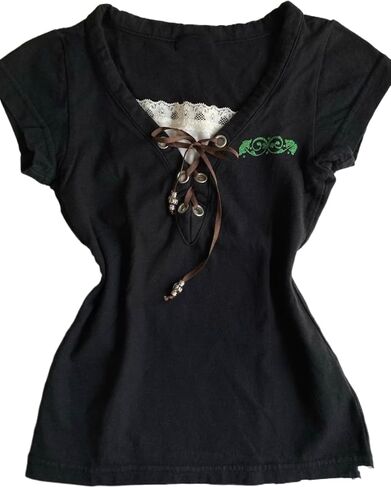 Y2k Fairy Grunge 2000s Short Sleeve Top Whimsy Twee Harajuku Emo Scene Clothes Vintage Mcbling Alt Fairycore Shirt in Saudi Arabia