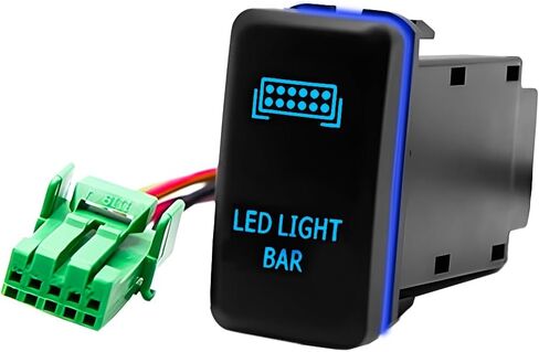 Car LED Fog Light Symbol Push Button, 12V Vehicle Fog Lamp Symbol Backlit On-Off Switch with Connector Wire, Auto Push Button Replacement, Compatible with 4-Runner Fortuner Hilux (Blue) in Saudi Arabia