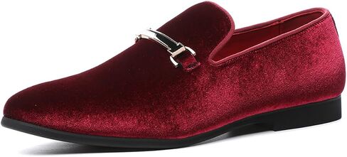 Mens Blue Dress Shoe Prom Velvet Loafers Red Wedding Shoes Horsebit Flat Driving Moccasin Shoes for Men in Saudi Arabia