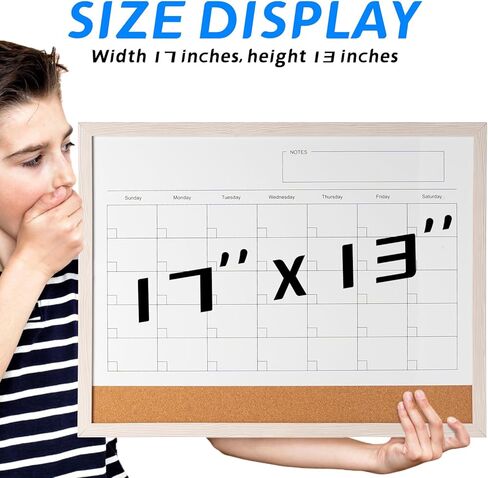 سبورة بيضاء بتقويم المسح الجاف، مجموعة لوحة فلين بيضاء مغناطيسية مقاس 17 بوصة × 13 بوصة، مخطط شهري قابل لإعادة الاستخدام مع 8 علامات وممحاة ومغناطيس ودبابيس دفع، لوحة مسح جافة معلقة للمنزل والمدرسة - أبيض in Kuwait