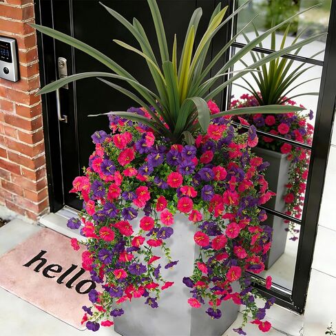 3 Bundles Fake Artificial Morning Glory Flowers for Outdoors, 1 Bundles Faux Greenery Plants UV Resistant Weatherproof for Indoor Outdoor Garden Patio Window Box Home Decor in Saudi Arabia