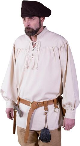 Burgschneider - Medieval Shirt/Laced Shirt “Störtebecker“ - - Cotton (100%) for Historical Costume Clothing Larp SCA in Kuwait