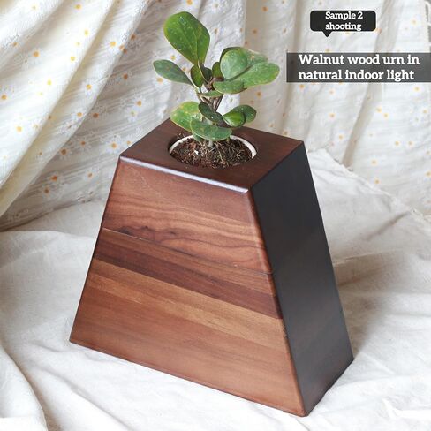 Walnut Wooden Urn for Adult Human Ashes with Removable Planter Lid- Handcrafted Plant Urn for Loved Ones and Beloved Pets, Cremation Wooden Urn by Miaowooy in Saudi Arabia