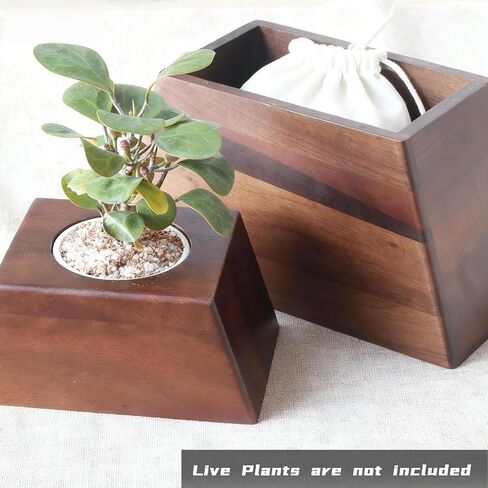 Walnut Wooden Urn for Adult Human Ashes with Removable Planter Lid- Handcrafted Plant Urn for Loved Ones and Beloved Pets, Cremation Wooden Urn by Miaowooy in Saudi Arabia