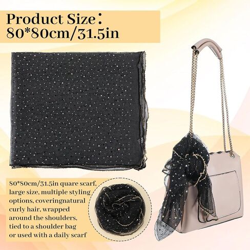 وشاح لامع، 31.5 بوصة مربعة لامعة وشاح الرأس الترتر وشاح الرأس للنساء باندانا وشال متعدد الاستخدامات in Kuwait