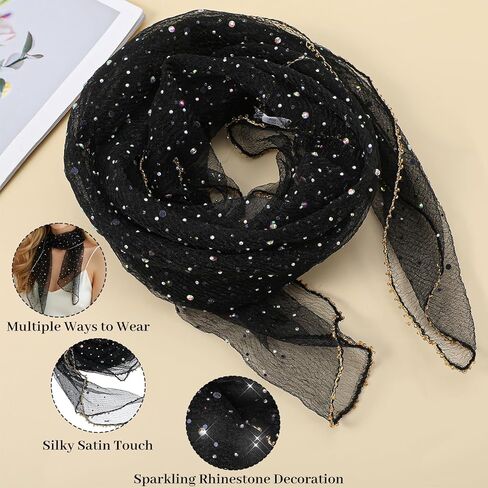 وشاح لامع، 31.5 بوصة مربعة لامعة وشاح الرأس الترتر وشاح الرأس للنساء باندانا وشال متعدد الاستخدامات in Kuwait