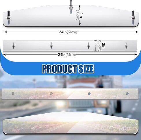 2 Pcs 4 x 24 Inch Mud Flap Weight with 2 Pcs 2 x 24 Inch Top Plate Steel Weights & Bottom Plates with 3 Welded Studs for Semi Truck Mud Flaps, Universal Fit for 24" Wide Flaps in Saudi Arabia