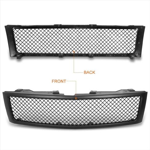 Diamond Mesh Front Bumper Grille Grill Compatible with 07-13 Chevy Silverado 1500,Matte Black in Saudi Arabia