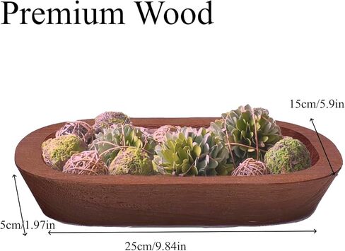 4 قطع من وعاء العجين الخشبي للمنزل أوعية تزيين الشموع الخشبية الريفية لصنع الخبز المنزلي DIY قطعة مركزية للطاولة لتزيين المنزل 10 × 6 × 2 بوصة، بني in Kuwait