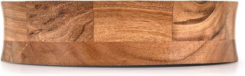 وعاء خشب أكاسيا ذو لمسة نهائية طبيعية من كايزن كاسا - لمسة طاولة خشبية مزخرفة للديكور المنزلي الحديث والمزرعة والبوهو (12 بوصة × 12 بوصة × 2.5 بوصة) in Kuwait