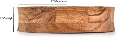 وعاء خشب أكاسيا ذو لمسة نهائية طبيعية من كايزن كاسا - لمسة طاولة خشبية مزخرفة للديكور المنزلي الحديث والمزرعة والبوهو (12 بوصة × 12 بوصة × 2.5 بوصة) in Kuwait