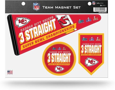 مجموعة ملاءات مغناطيسية لفريق أبطال السوبر بول NFL Kansas City Chiefs 2023 من Rico Industries مقاس 8.5 بوصة × 11 بوصة - ديكور منزلي - ثلاجة، مكتب، مطبخ، أبيض in Kuwait
