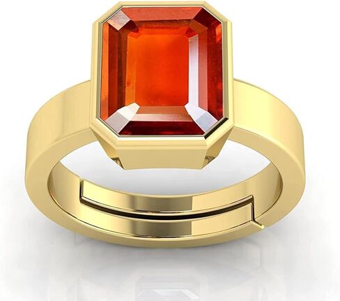 18.00 Ratti Natural Gomed Stone Astrological Gold Ring Adjustable Gomed Hessonite Astrological Gemstone for Men and Women (Lab - Tested) in Saudi Arabia