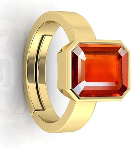 18.00 Ratti Natural Gomed Stone Astrological Gold Ring Adjustable Gomed Hessonite Astrological Gemstone for Men and Women (Lab - Tested) in Saudi Arabia