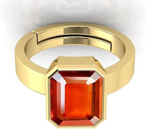 18.00 Ratti Natural Gomed Stone Astrological Gold Ring Adjustable Gomed Hessonite Astrological Gemstone for Men and Women (Lab - Tested) in Saudi Arabia