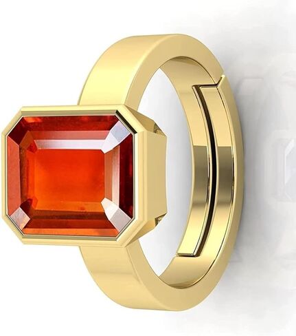 18.00 Ratti Natural Gomed Stone Astrological Gold Ring Adjustable Gomed Hessonite Astrological Gemstone for Men and Women (Lab - Tested) in Saudi Arabia