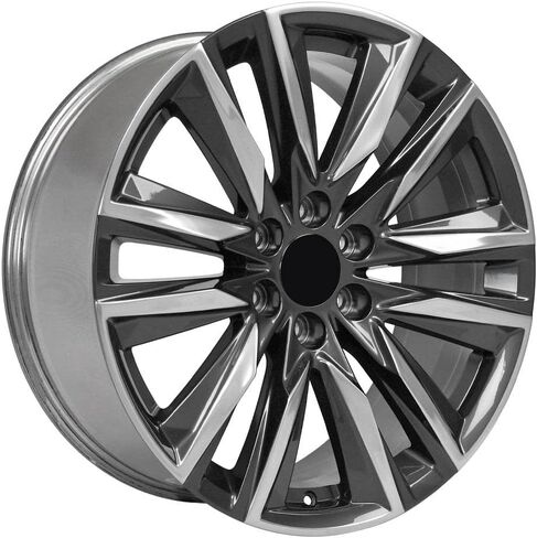 إطارات وإطارات OE Wheels CA91 مقاس 22 بوصة تناسب طراز Escalade Sport مقاس 6x139.7 22x9 من المعدن اللامع مع وجه مصقول - هولاندر 4869 - TS-37 AT 285/45-22 (مجموعة من 4) in Saudi Arabia