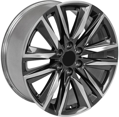إطارات وإطارات OE Wheels CA91 مقاس 22 بوصة تناسب طراز Escalade Sport مقاس 6x139.7 22x9 من المعدن اللامع مع وجه مصقول - هولاندر 4869 - TS-37 AT 285/45-22 (مجموعة من 4) in Saudi Arabia