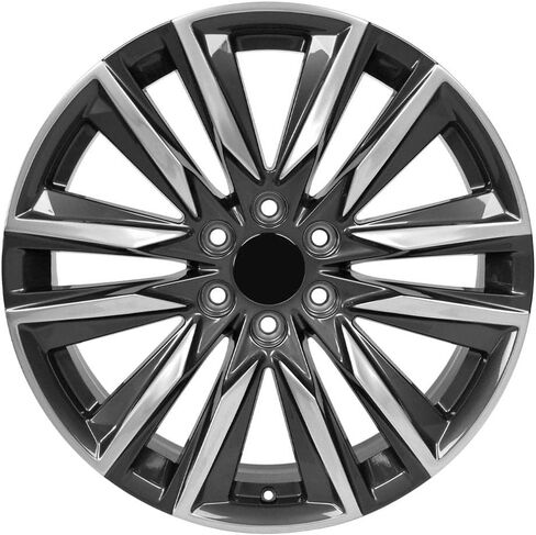 OE Wheels CA91 22 Inch Rims and Tires Fit Escalade Sport Style 6x139.7 22x9 Gloss Gunmetal with Polished Face - Hollander 4869 - TS-37 AT 285/45-22 (Set of 4) in Saudi Arabia