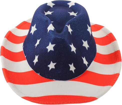 Patriotic Western Cowboy Hat with Flag Pattern Brim for 4th of July Holiday Party Accessories Multi in Saudi Arabia