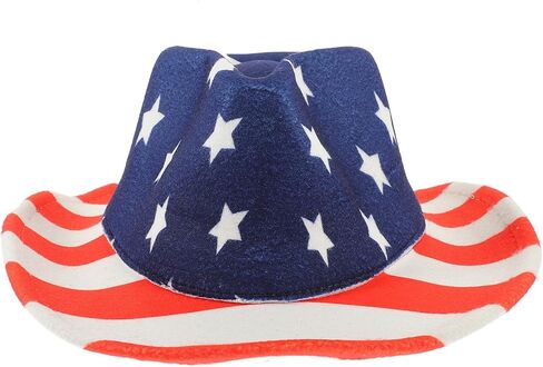 Ciieeo Patriotic Retro Western Cowboy Hat with Flag Design Brim for Men and Women Labor Day Memorial Day Party Accessories Multi in Kuwait