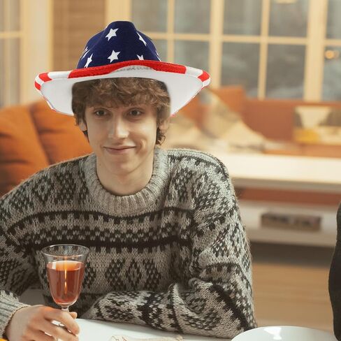 Ciieeo Patriotic Retro Western Cowboy Hat with Flag Design Brim for Men and Women Labor Day Memorial Day Party Accessories Multi in Kuwait