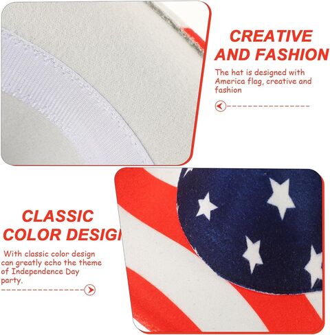 Ciieeo Patriotic Retro Western Cowboy Hat with Flag Design Brim for Men and Women Labor Day Memorial Day Party Accessories Multi in Kuwait