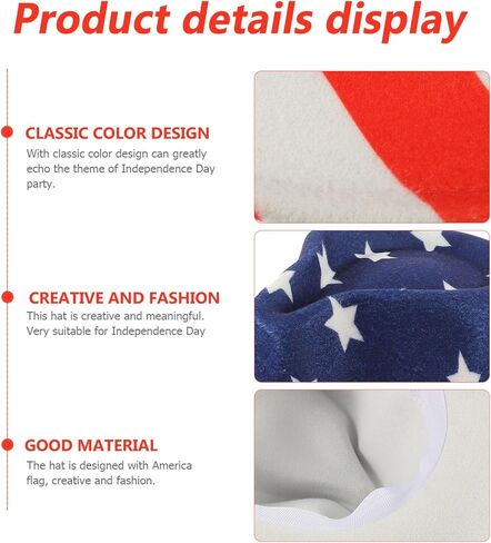 Ciieeo Patriotic Retro Western Cowboy Hat with Flag Design Brim for Men and Women Labor Day Memorial Day Party Accessories Multi in Kuwait