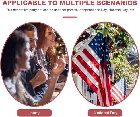 Ciieeo Patriotic Retro Western Cowboy Hat with Flag Design Brim for Men and Women Labor Day Memorial Day Party Accessories Multi in Kuwait