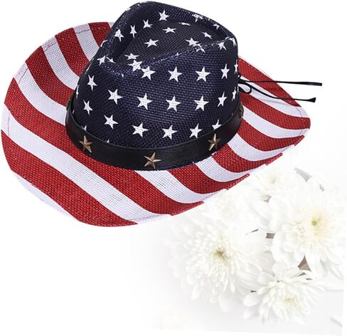 Uonlytech Western Cowboy Straw Hat for Men Wide Brim Sun Hat Outdoor Sun Protection Red Pattern Cowboy Cap for Beach Party Role Play in Saudi Arabia