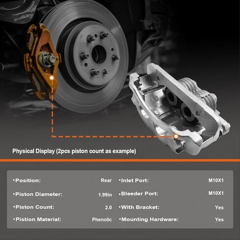 مجموعة فرجار الفرامل الخلفية مع دعامة متوافقة مع Chevy Express 3500/2500 2003-2020؛ جي إم سي سافانا 3500/2500 2003-2020، 18-B4934 18-B4935، السائق الخلفي وجانب الراكب، مجموعة من 2 in Saudi Arabia