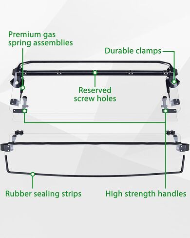 SAUTVS 3-in-1 Flip Up Windshield for Can-Am Defender & Defender Max 2016-2026, Clear 1/5" Hard Coated PC Front Flip Windscreen Accessories, Can be Closed, Vented, or Fully Open in Saudi Arabia