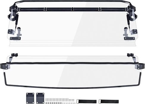 SAUTVS 3-in-1 Flip Up Windshield for Can-Am Defender & Defender Max 2016-2026, Clear 1/5" Hard Coated PC Front Flip Windscreen Accessories, Can be Closed, Vented, or Fully Open in Saudi Arabia