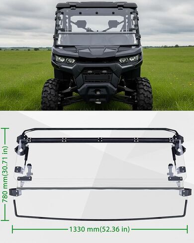 SAUTVS 3-in-1 Flip Up Windshield for Can-Am Defender & Defender Max 2016-2026, Clear 1/5" Hard Coated PC Front Flip Windscreen Accessories, Can be Closed, Vented, or Fully Open in Saudi Arabia