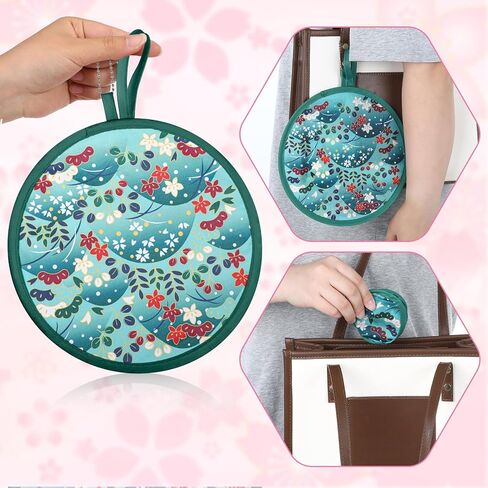 SHENLIU 32 PCS Foldable Cooling Fans, Japanese Foldable Fan Handheld Colorful Floral Round Fans Round Folding Flying Disc for Women Man Daily Use Festival Wedding Party Favors Decorations, 8 Pattern in Saudi Arabia