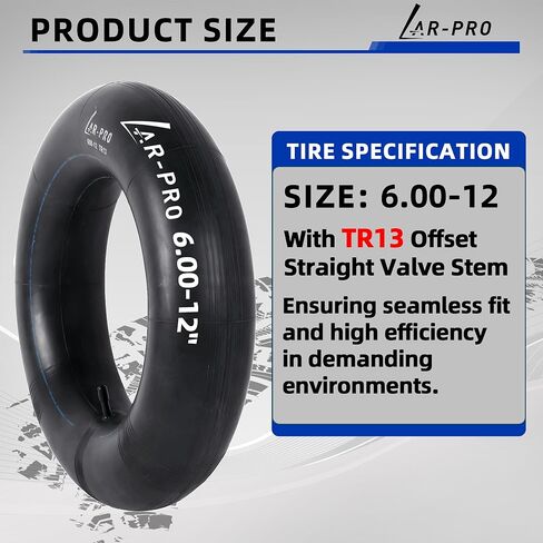 AR-PRO 6-12 (6.00-12) Heavy Duty Inner Tube with TR13 Offset Straight Valve Stem – Lawn Tractor, Trailer, Golf Cart, Utility Cart Replacement Tire Tube – 2 Pack in Saudi Arabia