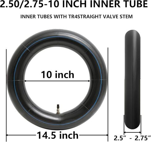 (2-Pack) 2.50/2.75-10 (80/90-10) Heavy Duty Dirt Bike Tire Inner Tubes, 2mm Butyl Rubber & TR4 Straight Valve - Fits Razor MX650, Honda CRF50/XR50, Suzuki DRZ70/JR50, Yamaha PW50 in Kuwait