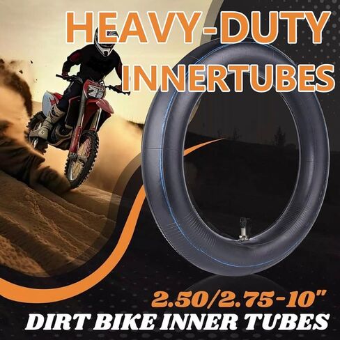 (2-Pack) 2.50/2.75-10 (80/90-10) Heavy Duty Dirt Bike Tire Inner Tubes, 2mm Butyl Rubber & TR4 Straight Valve - Fits Razor MX650, Honda CRF50/XR50, Suzuki DRZ70/JR50, Yamaha PW50 in Kuwait