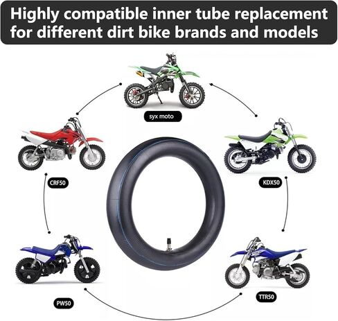 (2-Pack) 2.50/2.75-10 (80/90-10) Heavy Duty Dirt Bike Tire Inner Tubes, 2mm Butyl Rubber & TR4 Straight Valve - Fits Razor MX650, Honda CRF50/XR50, Suzuki DRZ70/JR50, Yamaha PW50 in Kuwait