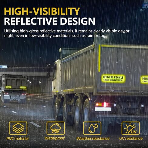 2PCS Delivery Vehicle Car Sticker, Reflective Delivery Driver Safety Warning Signs for Cars Door and Bumper, Self Adhesive Frequent Stops Sticker for Drivers,Car Accessories (Style A-Adhesive) in Saudi Arabia