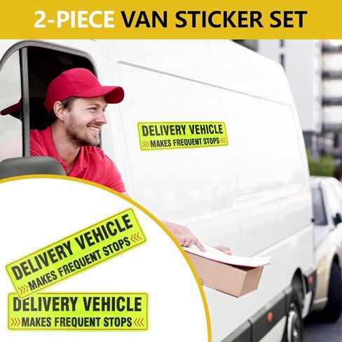 2PCS Delivery Vehicle Car Sticker, Reflective Delivery Driver Safety Warning Signs for Cars Door and Bumper, Self Adhesive Frequent Stops Sticker for Drivers,Car Accessories (Style A-Adhesive) in Saudi Arabia