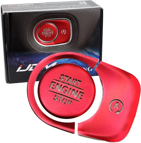 iJDMTOY 3pc Set Red Aluminum Keyless Engine Push Start Button & Surrounding Decoration Ring Compatible with Mercedes W167 GLE-Class, X167 GLS-Class, W463 G-Class in Saudi Arabia