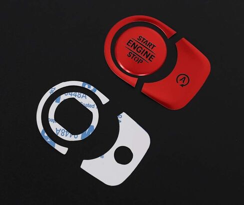 iJDMTOY 3pc Set Red Aluminum Keyless Engine Push Start Button & Surrounding Decoration Ring Compatible with Mercedes W167 GLE-Class, X167 GLS-Class, W463 G-Class in Saudi Arabia