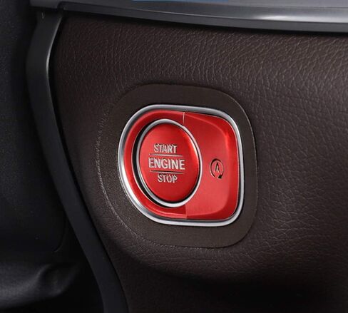 iJDMTOY 3pc Set Red Aluminum Keyless Engine Push Start Button & Surrounding Decoration Ring Compatible with Mercedes W167 GLE-Class, X167 GLS-Class, W463 G-Class in Saudi Arabia