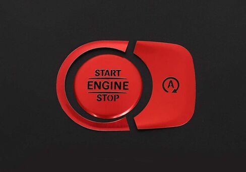 iJDMTOY 3pc Set Red Aluminum Keyless Engine Push Start Button & Surrounding Decoration Ring Compatible with Mercedes W167 GLE-Class, X167 GLS-Class, W463 G-Class in Saudi Arabia