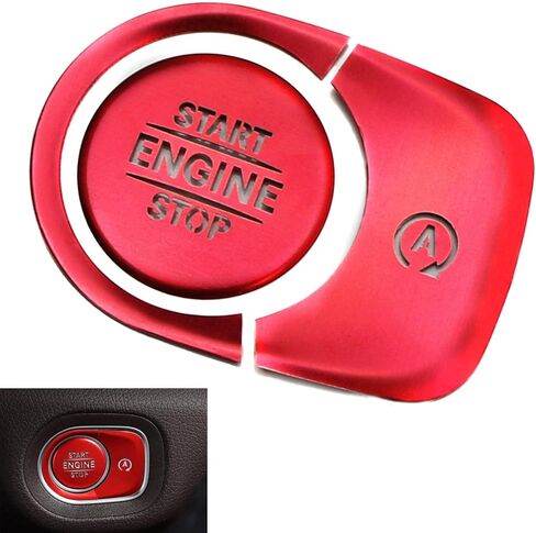 iJDMTOY 3pc Set Red Aluminum Keyless Engine Push Start Button & Surrounding Decoration Ring Compatible with Mercedes W167 GLE-Class, X167 GLS-Class, W463 G-Class in Saudi Arabia