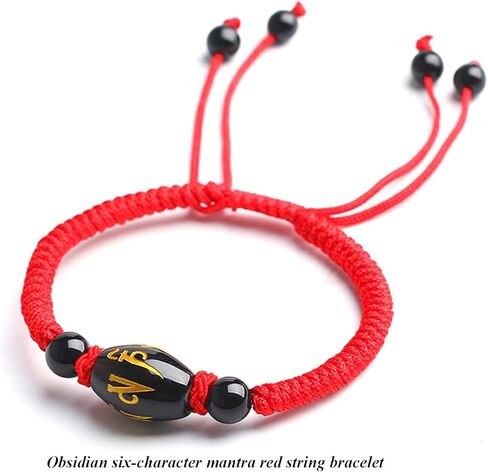 MaikOn Tiger Eye Bracelet,Feng Shui Bracelet, Feng Shui Obsidian Red/Black String Wealth Bracelet Reiki Amulet Lucky Adjustable Ward Off Evil Bracelet Women Men,Red (Color : Red) in Saudi Arabia